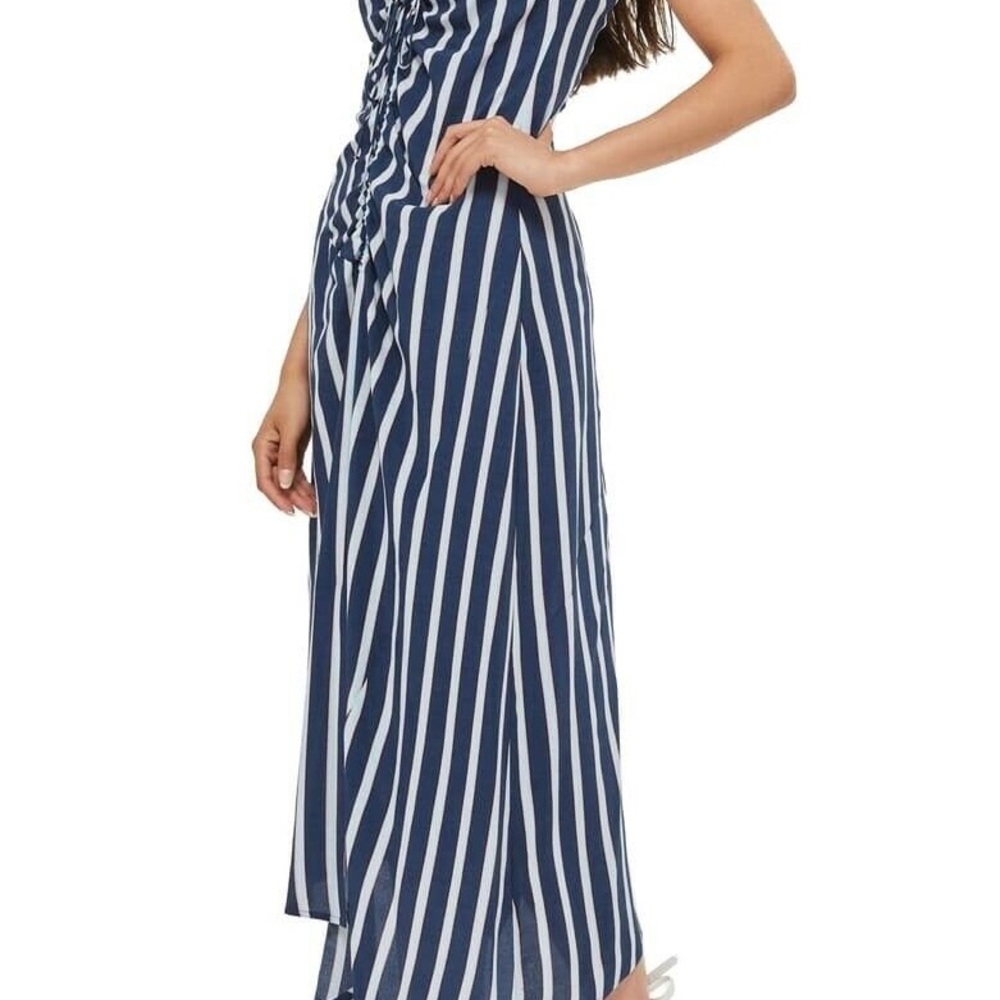 Topshop Striped Asymmetrical Maxi Dres| Size 8| Blue and White Stripes| Rushed